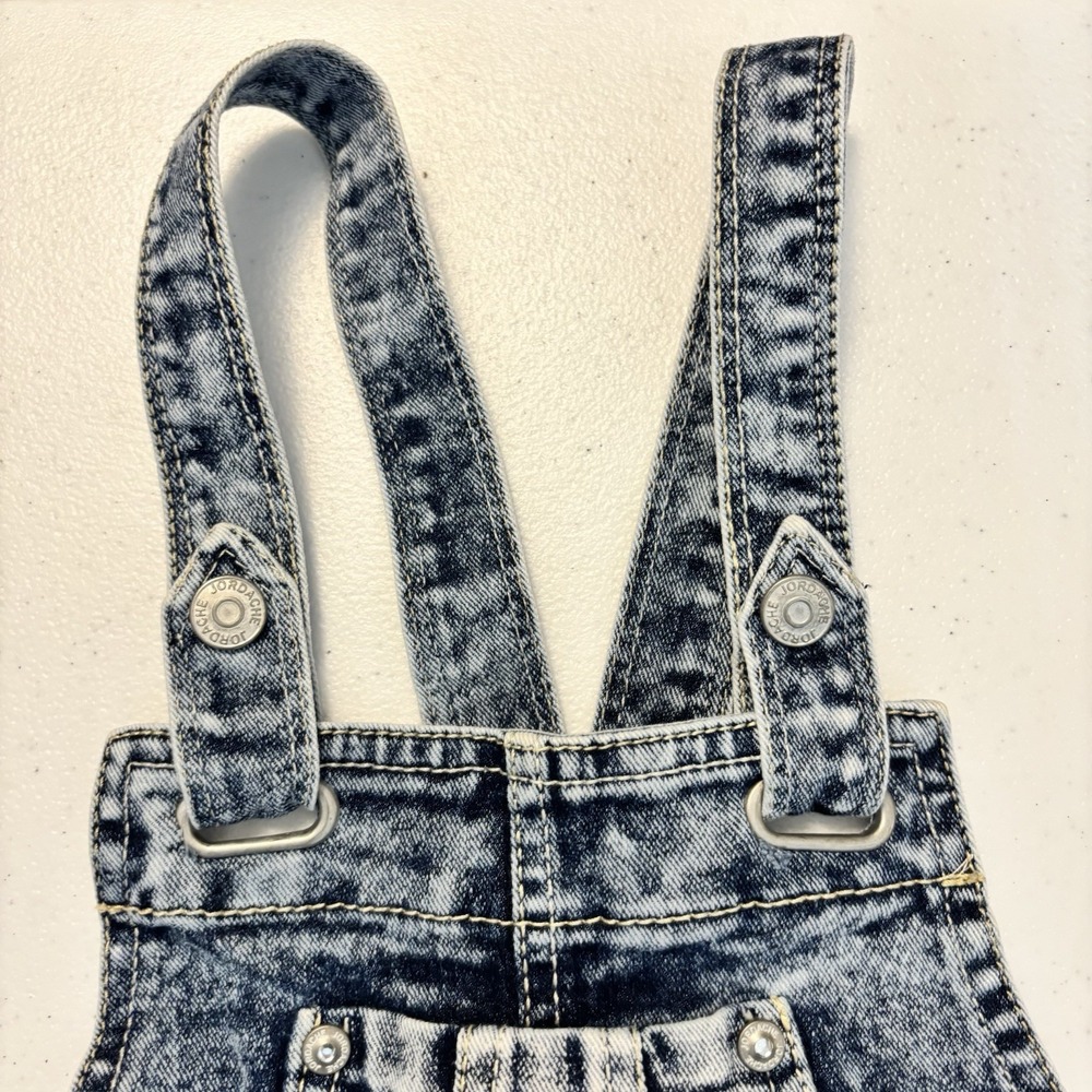 Jordache Dress Denim Floral Overall Dress Skirt Tulle Spring Play Girls 7-8 - Picture 2 of 7